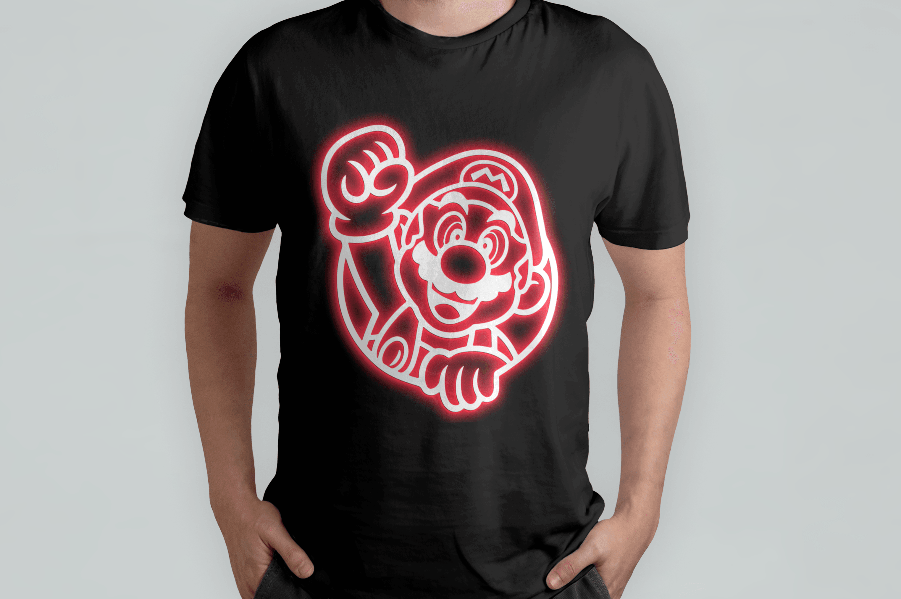 T-shirt mockup with character graphic print on white tee