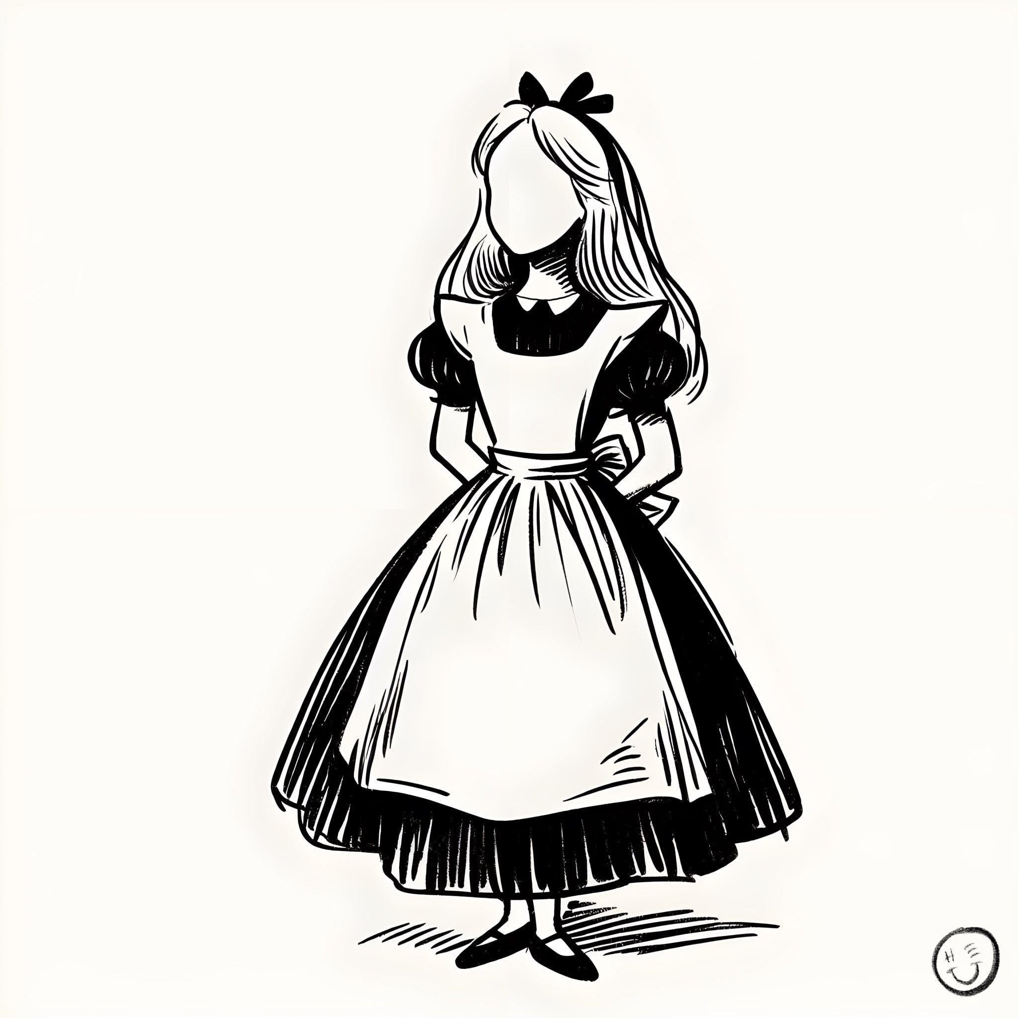Victorian Girl — detailed ink illustration with ornate decorative framing and intricate linework